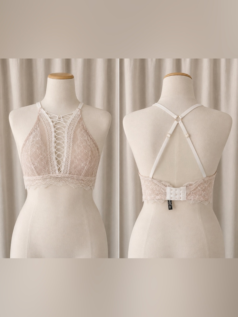Victoria secret Lace high neck Bralette in Blush